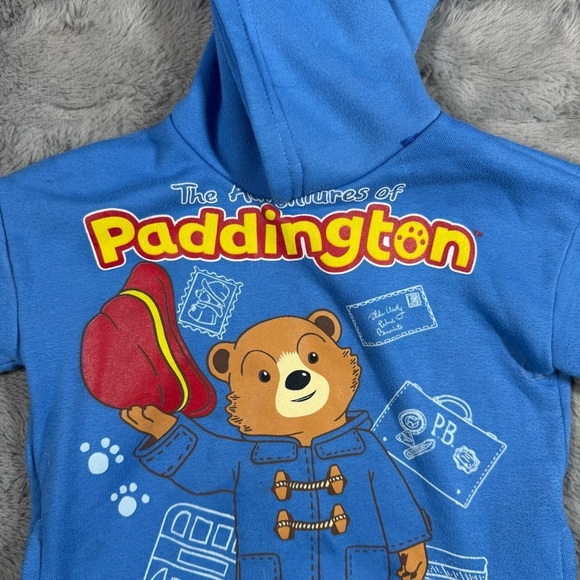 Vibrant Blue Paddington Bear Hoodie with Fun Graphic Design - Picture 3 of 7